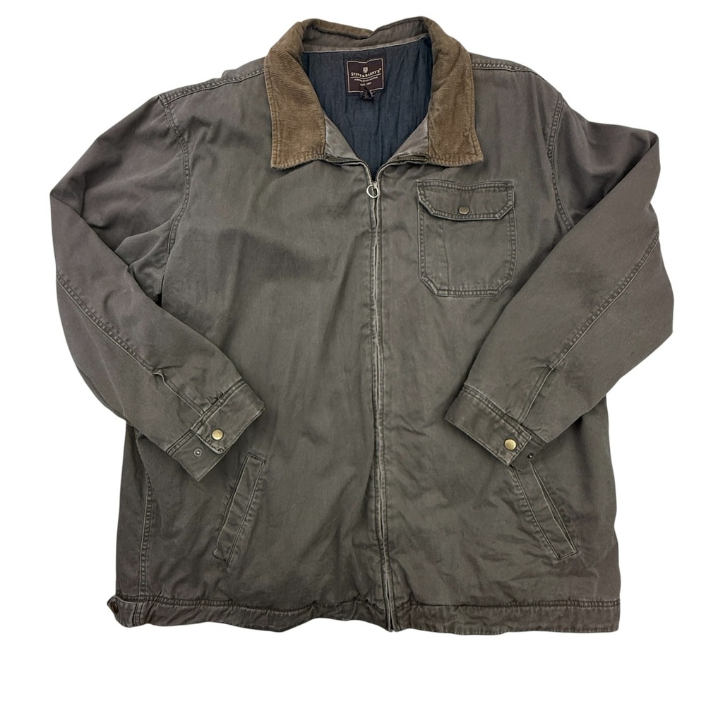 Steve & Barry's Chore Jacket Mens XXXL Brown Canvas Corduroy Collar Quilted Work